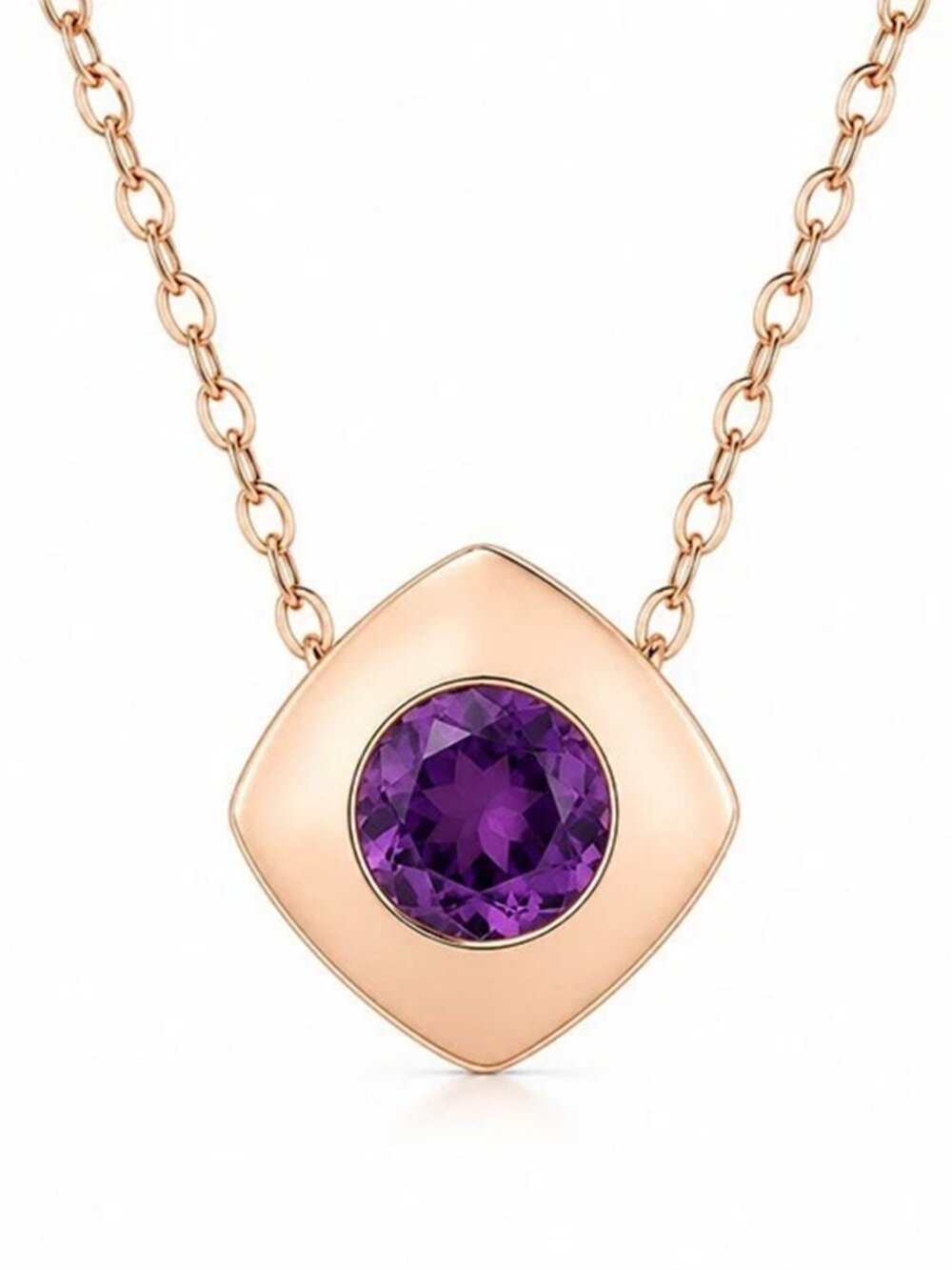 Genuine 0.36 Carats Amethyst Slide Pendant 10k Rose Gold